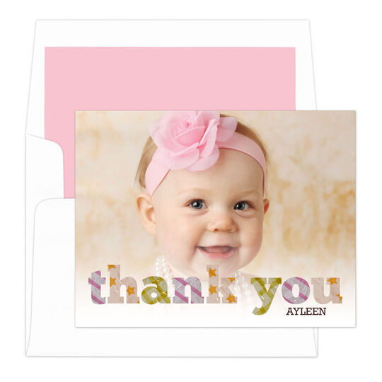 Pink Thank You Pattern Note Cards